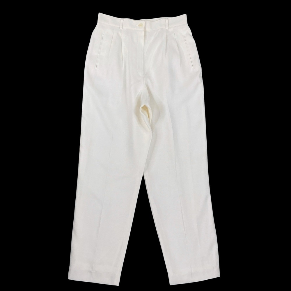 Liz Claiborne Pants Women 12 (28x29) Ivory High Waisted Taper Lined Trouser VTG